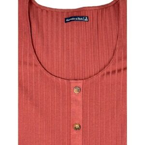 Abercrombie & Fitch Ribbed Bodycon Mini Dress Small Rust Button‎ Front Stretch